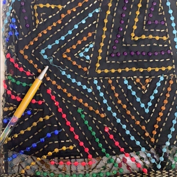 Phoebe x Neiman Marcus handbead mini dress multi color women’s 6 black cocktail - Picture 4 of 8